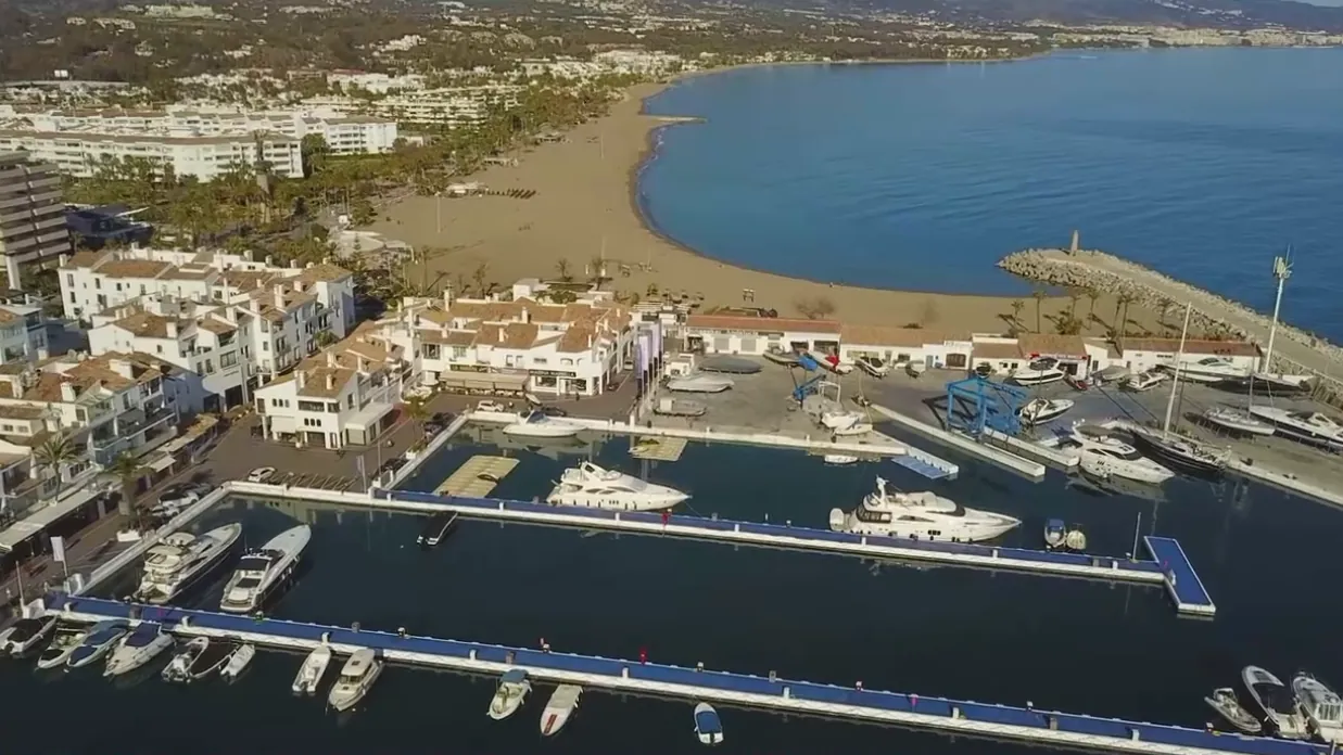 Puerto Banús, Marbella: the marina and the beach, from the air